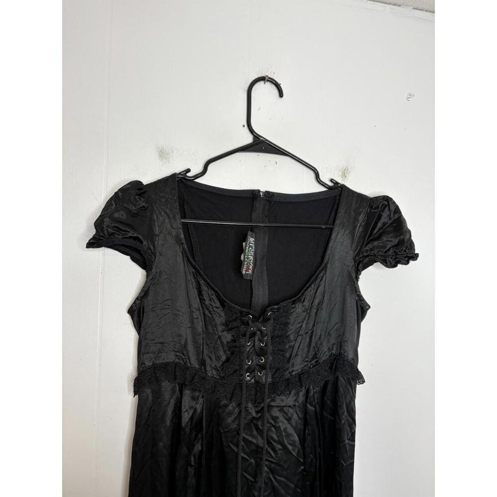 Vintage Lip Service Dress Womens M Helena Maxi Goth Corset Bodice Silky Vamp - Picture 13 of 14